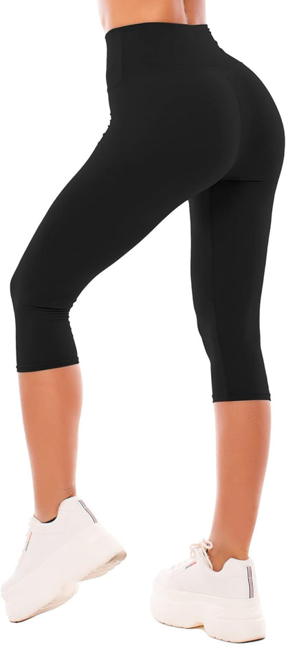 High Waisted Leggings for Women - Full Length Capri Buttery Soft Yoga Pants for Workout Athletic - Colors B