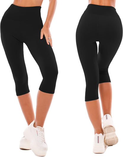 High Waisted Leggings for Women - Full Length Capri Buttery Soft Yoga Pants for Workout Athletic - Colors B