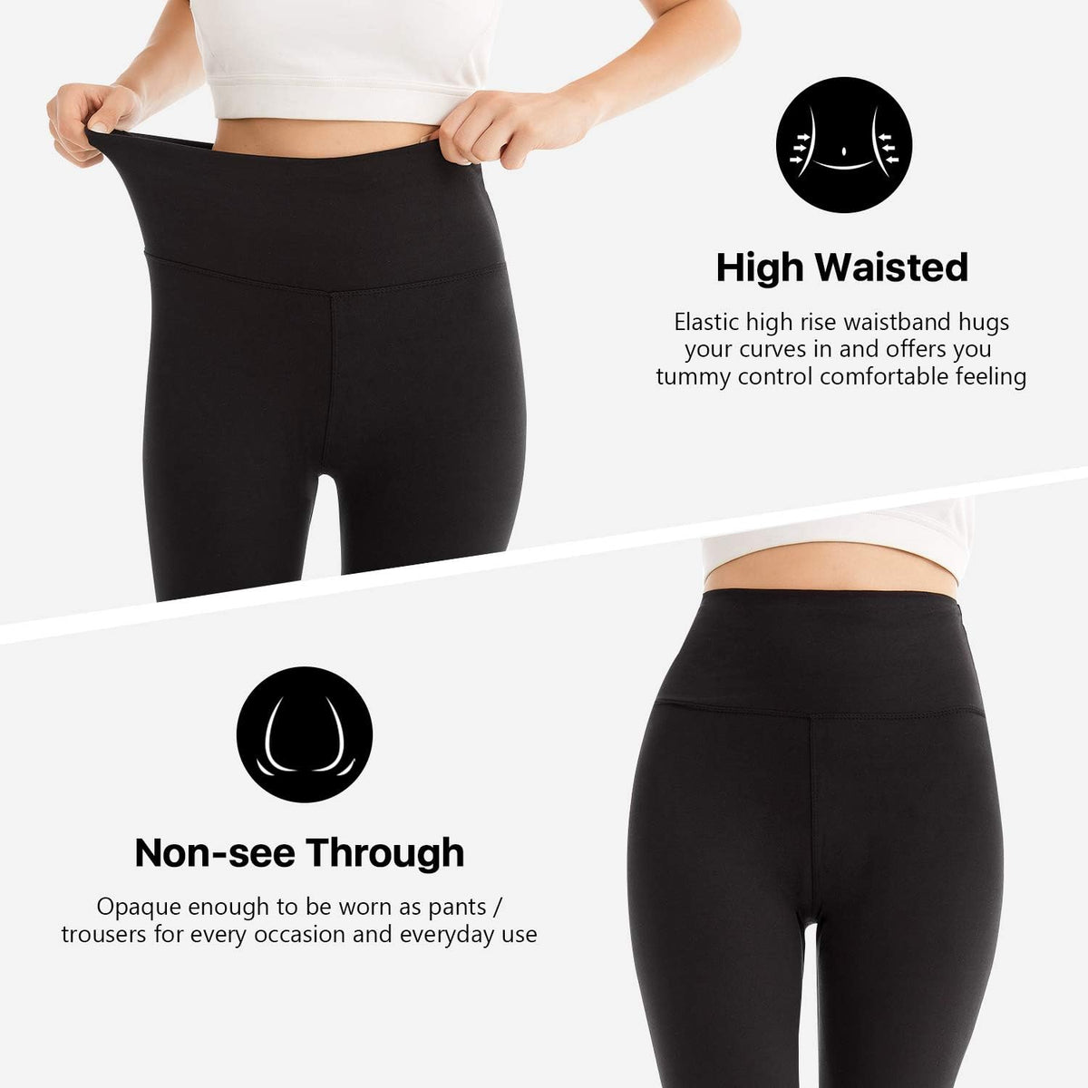 High Waisted Leggings for Women - Full Length Capri Buttery Soft Yoga Pants for Workout Athletic - Colors B