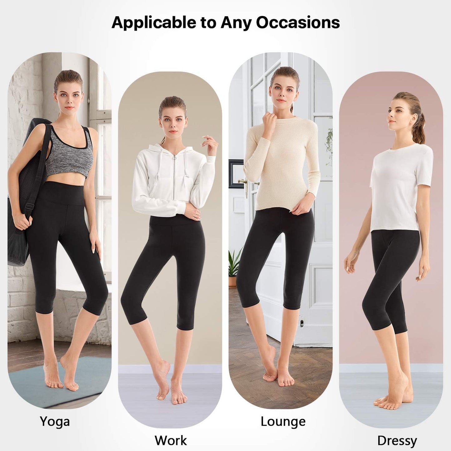 High Waisted Leggings for Women - Full Length Capri Buttery Soft Yoga Pants for Workout Athletic - Colors B