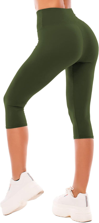 High Waisted Leggings for Women - Full Length Capri Buttery Soft Yoga Pants for Workout Athletic - Colors B