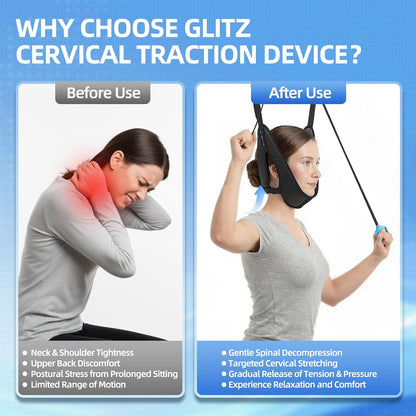 Upgraded Neck Stretcher & Cervical Traction Device with Ratchet System – 50-200N Adjustable Over-Door Traction for Pain Relief & Spinal Decompression, Force-Limited Easy-Release Cord (2026 Ed.)