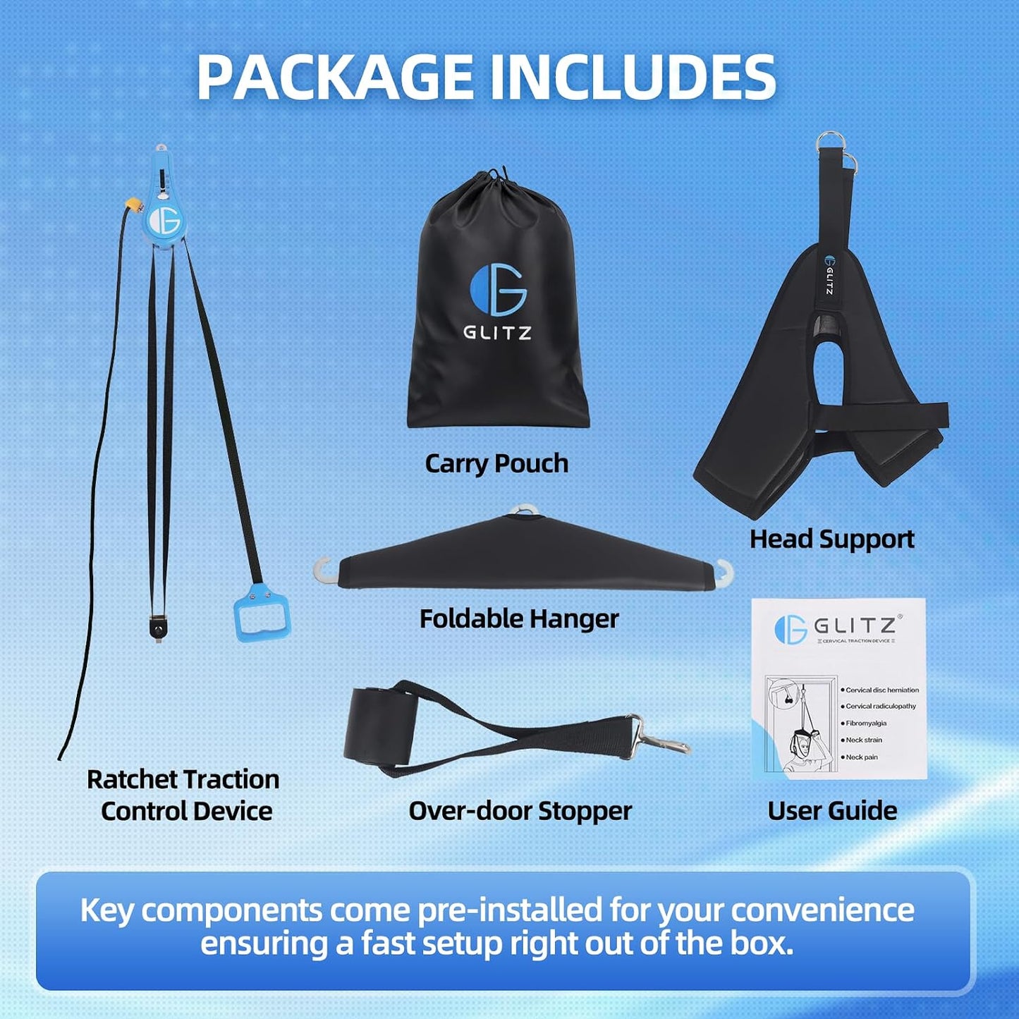 Upgraded Neck Stretcher & Cervical Traction Device with Ratchet System – 50-200N Adjustable Over-Door Traction for Pain Relief & Spinal Decompression, Force-Limited Easy-Release Cord (2026 Ed.)