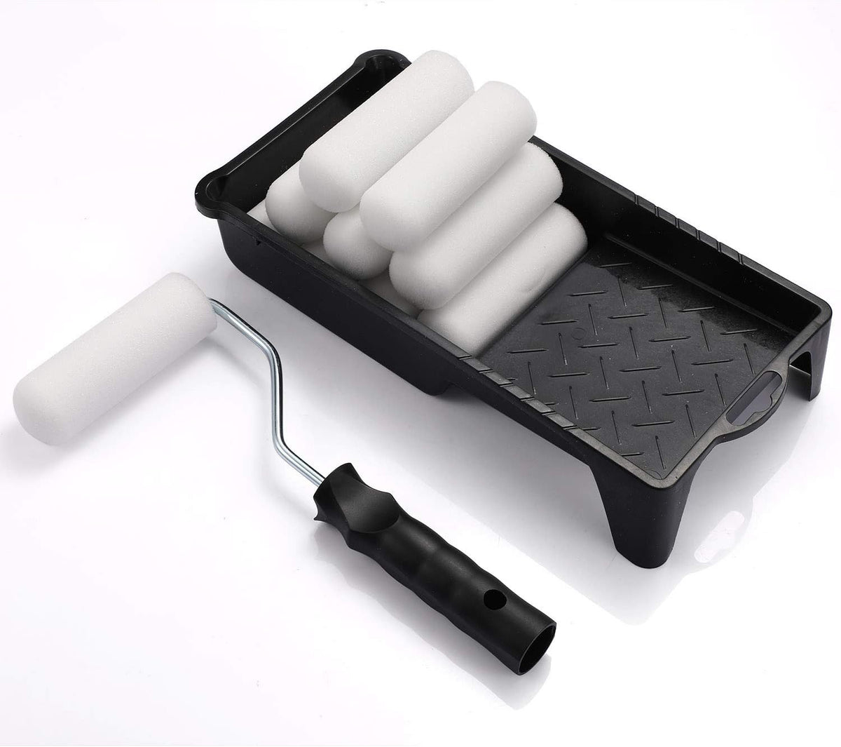 Foam Paint Roller, 2 Inch Mini Paint Roller Kit with High-Density Foam Roller Refills *6, Paint Tray, and Roller Handle, Small Sponge Paint Roller for Touch-ups and Smooth Finishes