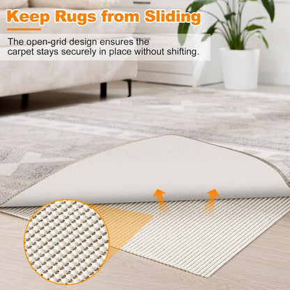 Non-Slip Rug Pad 3x5 FT, Extra Thick Carpet Pads for Hard Surfaces, Prevents Sliding and Secures Rugs, Provides Floor Protection with Comfort Cushioning