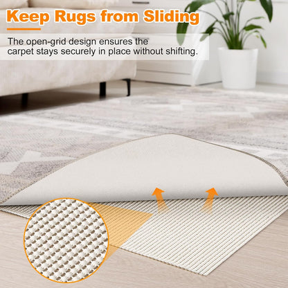 Non-Slip Rug Pad 3x5 FT, Extra Thick Carpet Pads for Hard Surfaces, Prevents Sliding and Secures Rugs, Provides Floor Protection with Comfort Cushioning
