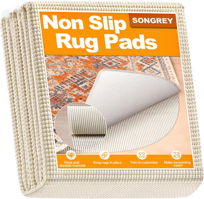 Non-Slip Rug Pad 3x5 FT, Extra Thick Carpet Pads for Hard Surfaces, Prevents Sliding and Secures Rugs, Provides Floor Protection with Comfort Cushioning