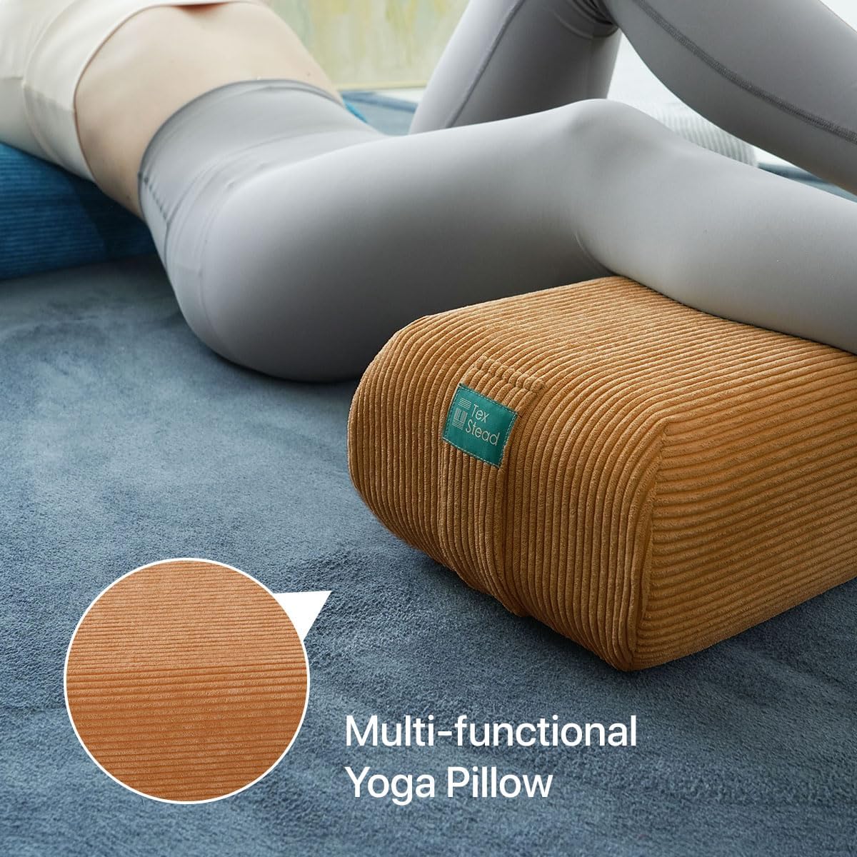 Yoga Bolster Pillow for Meditation and Support - Rectangular Foam Cushion with Removable Corduroy Cover, Machine Washable Suede-like Pillowcase & Convenient Carry Handles for Men Women Purple 1PC