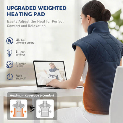 Weighted Neck & Shoulder Heating Pad for Pain Relief | | 6 Heat Settings, 2H Auto‑Off | Home & Office Use, Birthday Gifts for Men Women Dad Mom