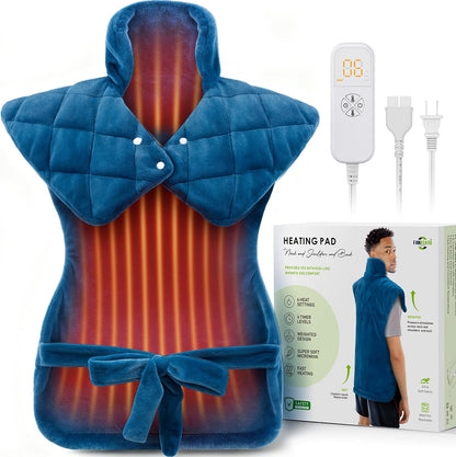 Weighted Neck & Shoulder Heating Pad for Pain Relief | | 6 Heat Settings, 2H Auto‑Off | Home & Office Use, Birthday Gifts for Men Women Dad Mom