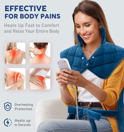 Weighted Neck & Shoulder Heating Pad for Pain Relief | | 6 Heat Settings, 2H Auto‑Off | Home & Office Use, Birthday Gifts for Men Women Dad Mom