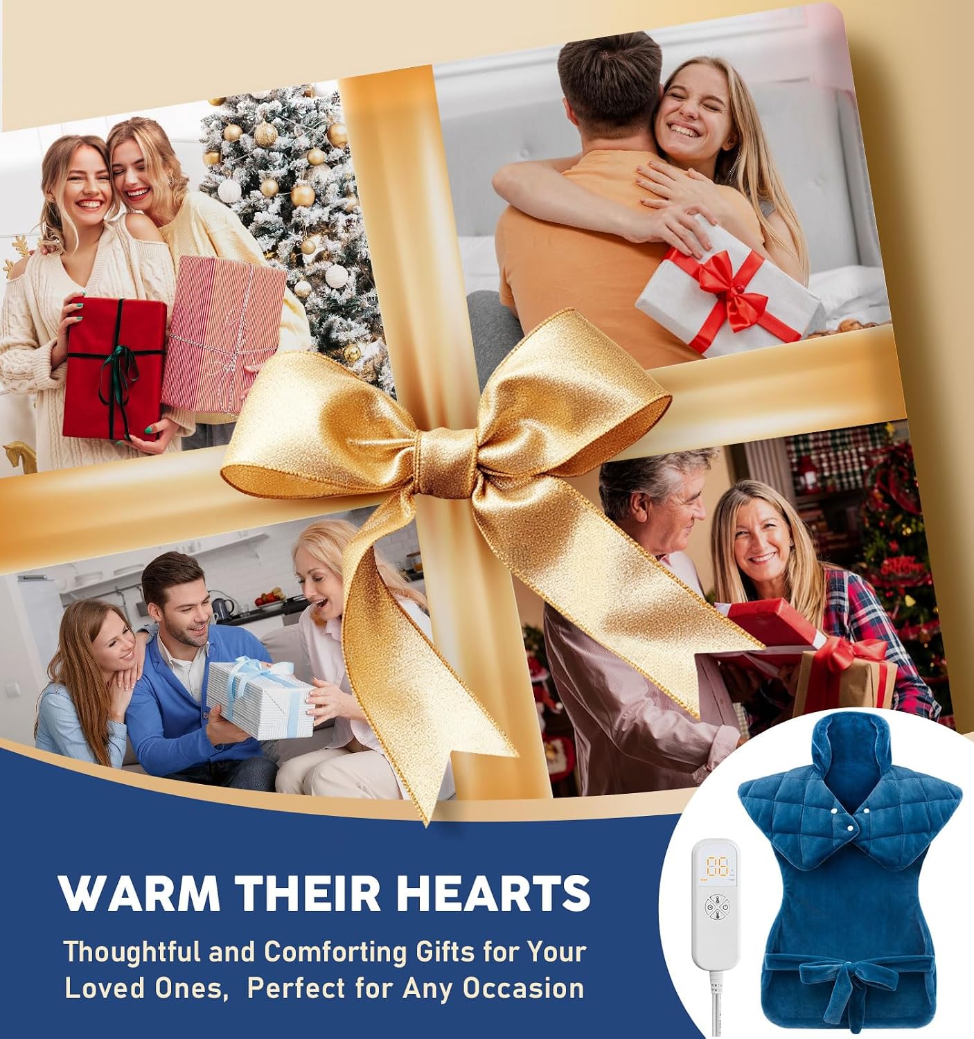 Weighted Neck & Shoulder Heating Pad for Pain Relief | | 6 Heat Settings, 2H Auto‑Off | Home & Office Use, Birthday Gifts for Men Women Dad Mom