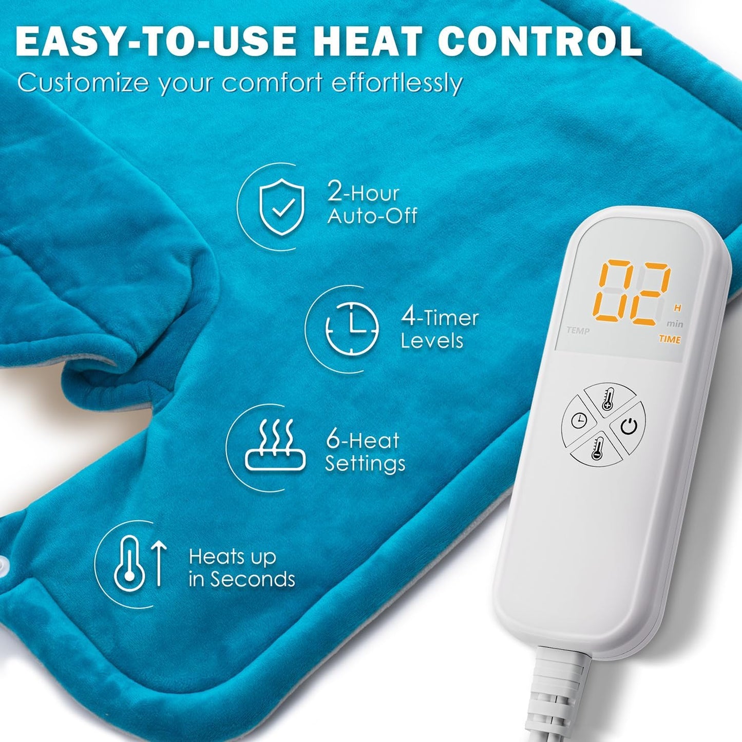 Weighted Neck & Shoulder Heating Pad for Pain Relief | | 6 Heat Settings, 2H Auto‑Off | Home & Office Use, Birthday Gifts for Men Women Dad Mom