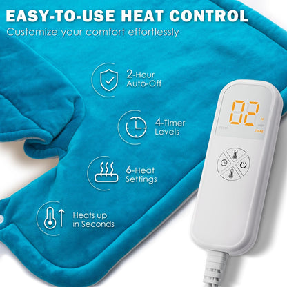 Weighted Neck & Shoulder Heating Pad for Pain Relief | | 6 Heat Settings, 2H Auto‑Off | Home & Office Use, Birthday Gifts for Men Women Dad Mom