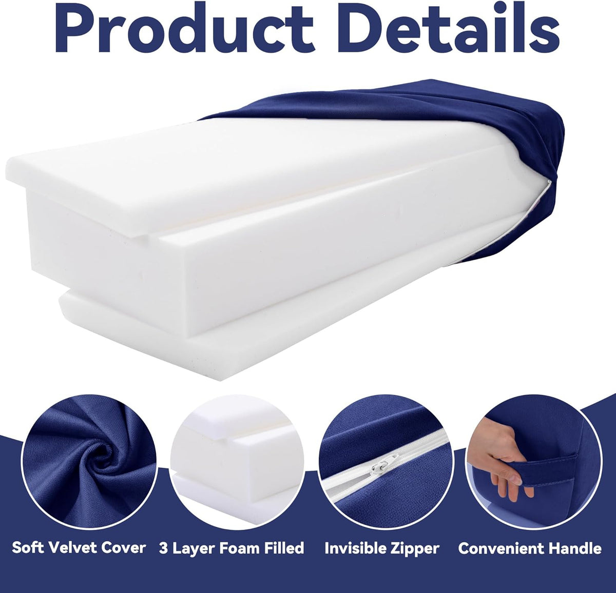 Yoga Bolster Set, Velvet Cover High Density Foam Pillows for Restorative Yoga and Meditation, Rectangular and Cylinder Bolster Pillow Meditation Cushion Pillow For Women Leg