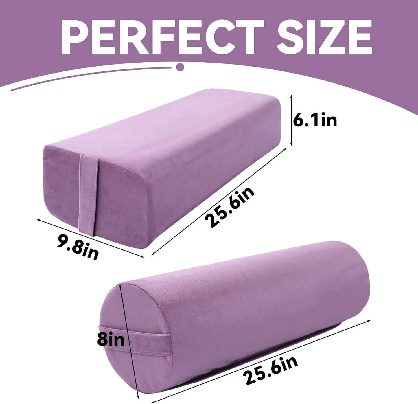 Yoga Bolster Set, Velvet Cover High Density Foam Pillows for Restorative Yoga and Meditation, Rectangular and Cylinder Bolster Pillow Meditation Cushion Pillow For Women Leg