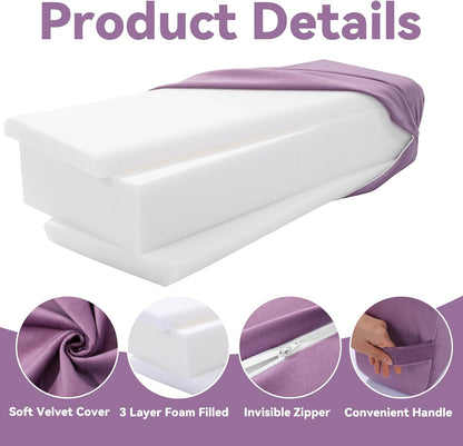 Yoga Bolster Set, Velvet Cover High Density Foam Pillows for Restorative Yoga and Meditation, Rectangular and Cylinder Bolster Pillow Meditation Cushion Pillow For Women Leg