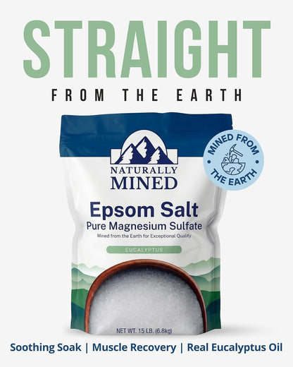 Naturally Mined Eucalyptus Epsom Salt Bath Soak Pure Magnesium Sulfate 15lb