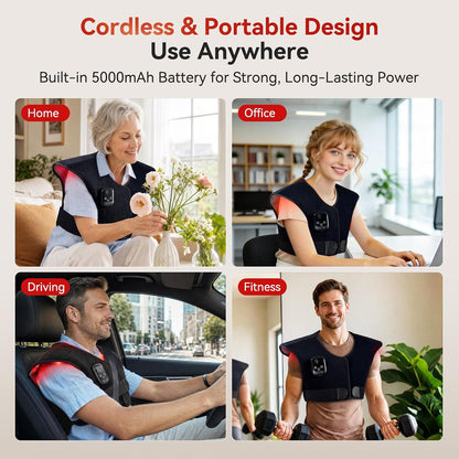 Red Light Therapy for Shoulders and Neck with 157 LEDs, 660nm & 850nm Near Infrared Red Light Therapy Wrap for Upper Back, Cordless Red Light Neck and Shoulder Heating Pad for Men Women