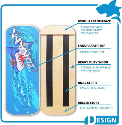 Balance Board Trainer, Wooden Balancing Board with Workout Guide to Exercise and Build Core Stability, Wobble Board for Skateboard, Hockey, Snowboard & Surf Training