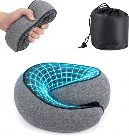 Travel Neck Pillow Memory Foam with 360° Neck Support, Gray