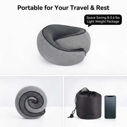 Travel Neck Pillow Memory Foam with 360° Neck Support, Gray