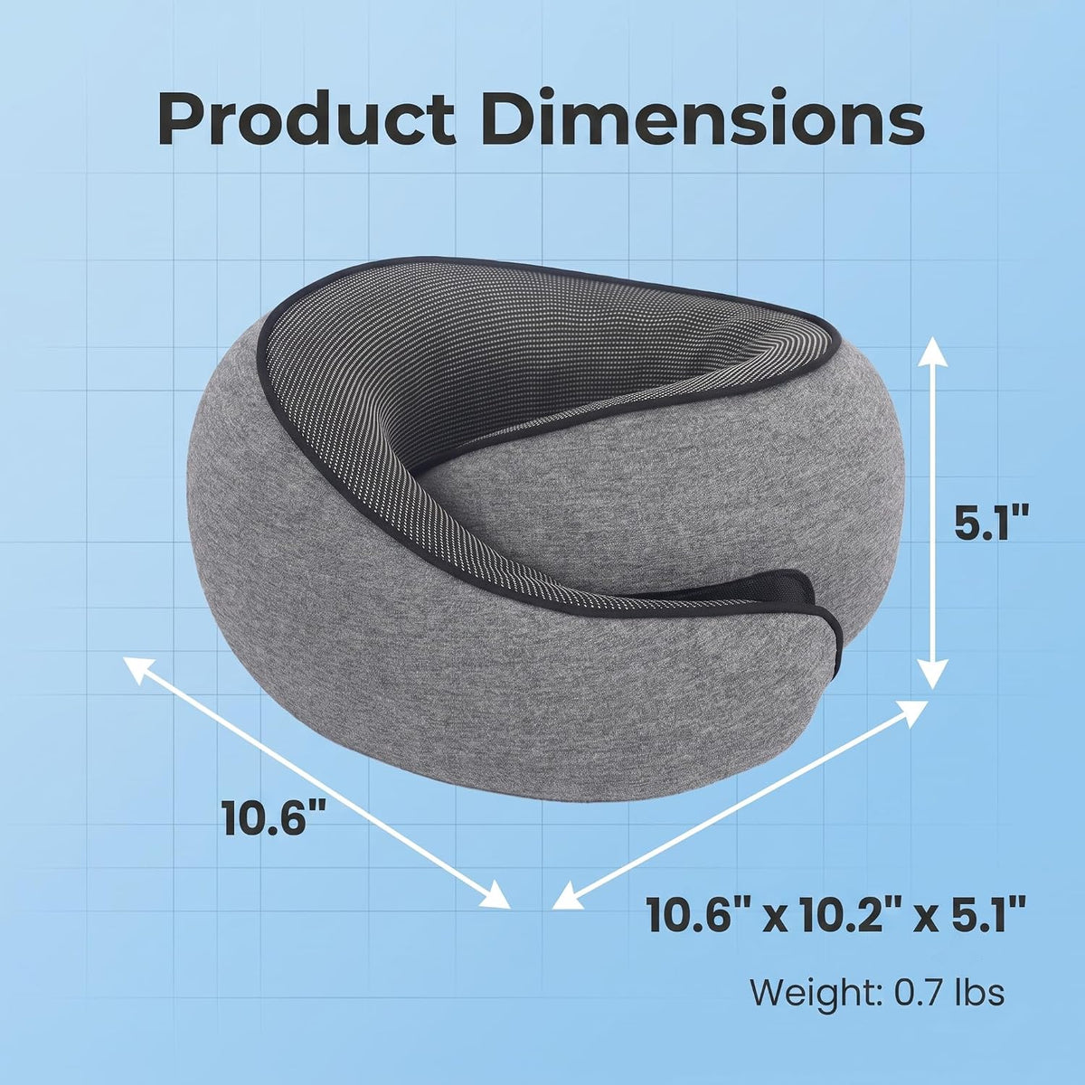 Travel Neck Pillow Memory Foam with 360° Neck Support, Gray