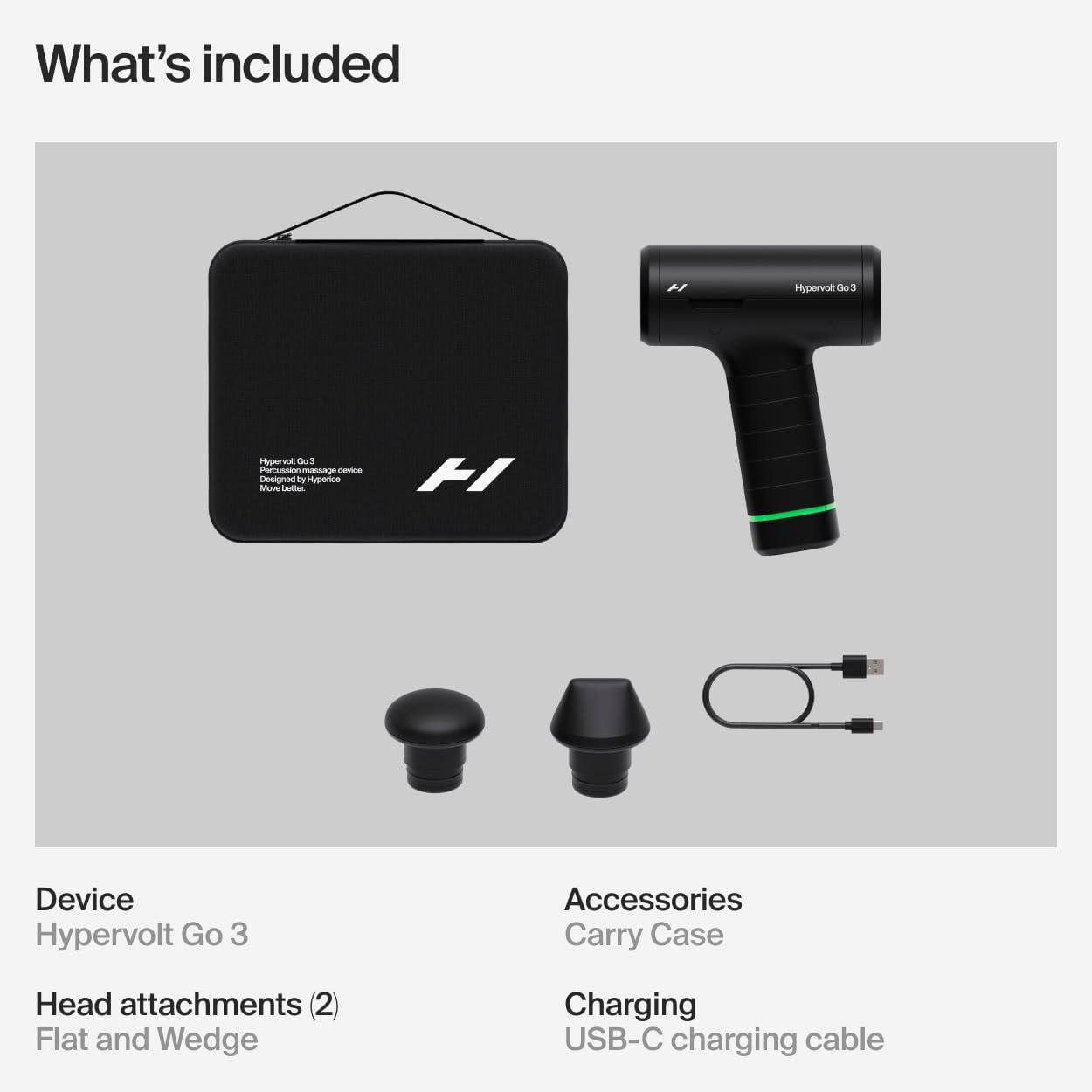 Hypervolt Go 3 Percussion Massage Gun Lightweight with Carry Case