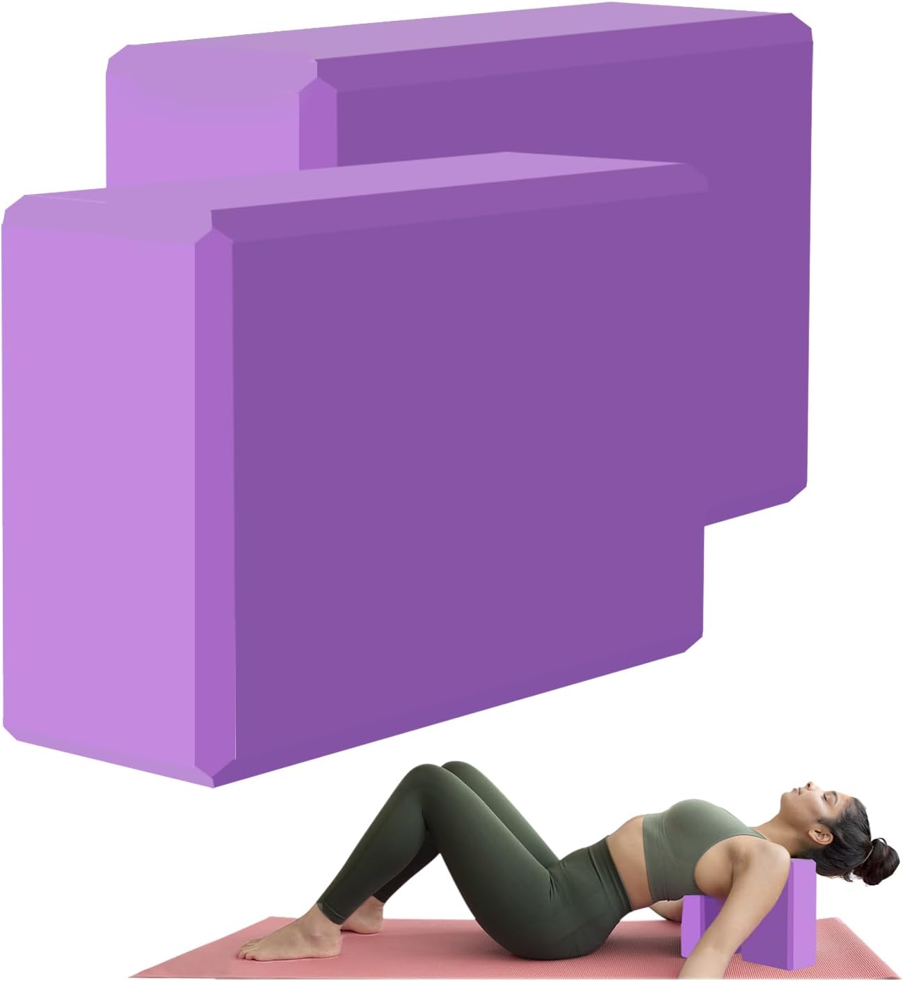 Yoga Block - Supportive Latex-Free Eva Foam - Soft Non-Slip Surface with Beveled Edges for Yoga, Pilates, Meditation - Yoga Accessories for Stability, Balance, Deepen Stretches