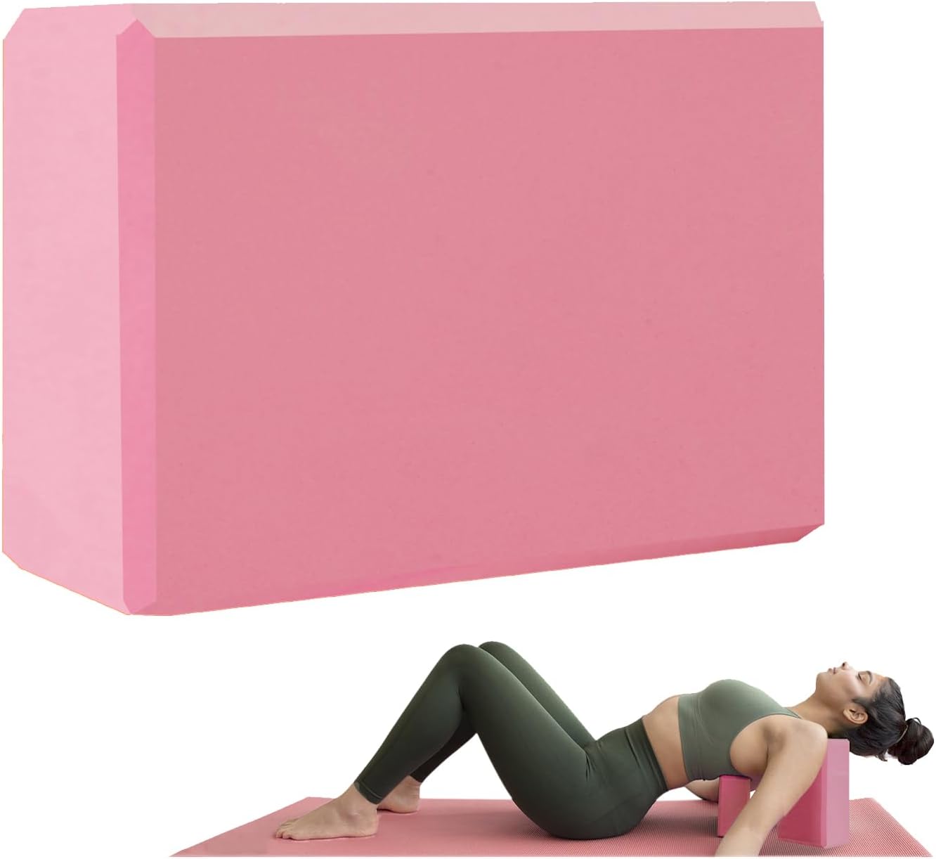 Yoga Block - Supportive Latex-Free Eva Foam - Soft Non-Slip Surface with Beveled Edges for Yoga, Pilates, Meditation - Yoga Accessories for Stability, Balance, Deepen Stretches