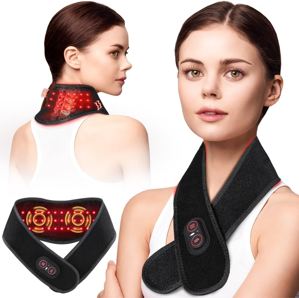 Red Light Therapy for Neck and Shoulders Wrap, Neck Massager with Heat