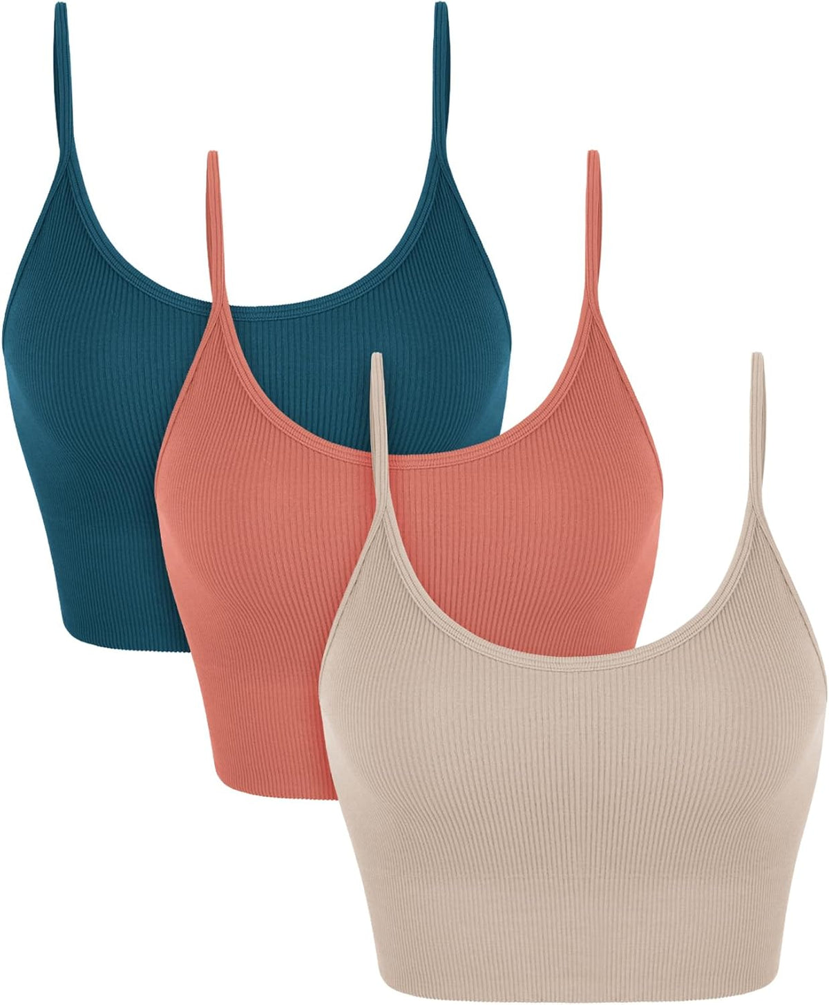 Seamless Sports Bra for Women Ribbed Camisoles Non Padding Yoga Bra Crop Tank Tops
