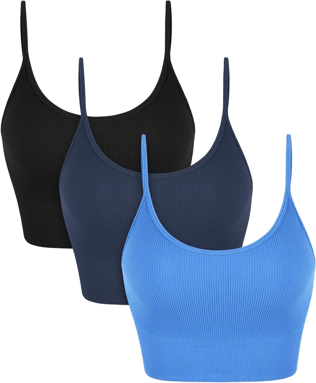 Seamless Sports Bra for Women Ribbed Camisoles Non Padding Yoga Bra Crop Tank Tops