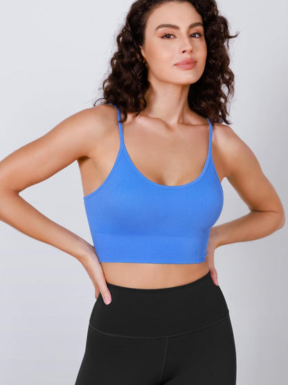 Seamless Sports Bra for Women Ribbed Camisoles Non Padding Yoga Bra Crop Tank Tops