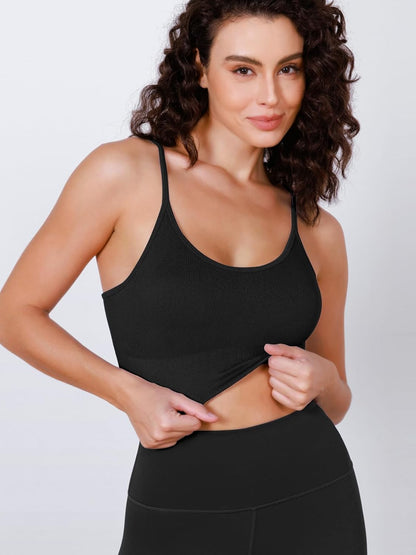 Seamless Sports Bra for Women Ribbed Camisoles Non Padding Yoga Bra Crop Tank Tops