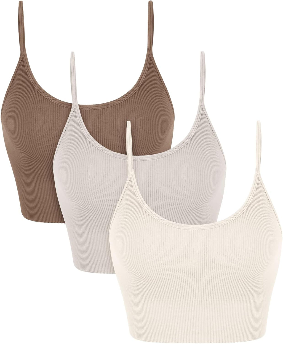 Seamless Sports Bra for Women Ribbed Camisoles Non Padding Yoga Bra Crop Tank Tops