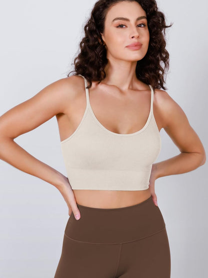 Seamless Sports Bra for Women Ribbed Camisoles Non Padding Yoga Bra Crop Tank Tops