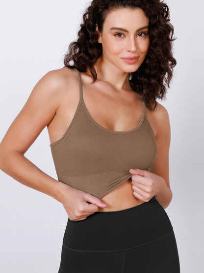 Seamless Sports Bra for Women Ribbed Camisoles Non Padding Yoga Bra Crop Tank Tops