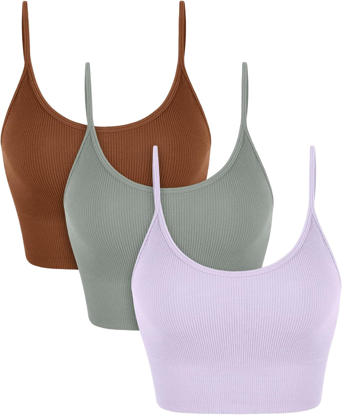 Seamless Sports Bra for Women Ribbed Camisoles Non Padding Yoga Bra Crop Tank Tops