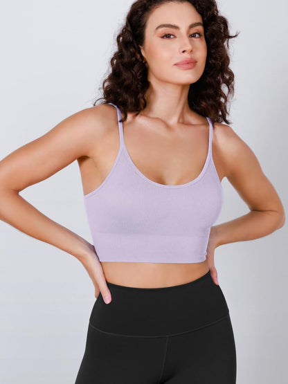 Seamless Sports Bra for Women Ribbed Camisoles Non Padding Yoga Bra Crop Tank Tops