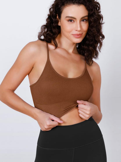 Seamless Sports Bra for Women Ribbed Camisoles Non Padding Yoga Bra Crop Tank Tops