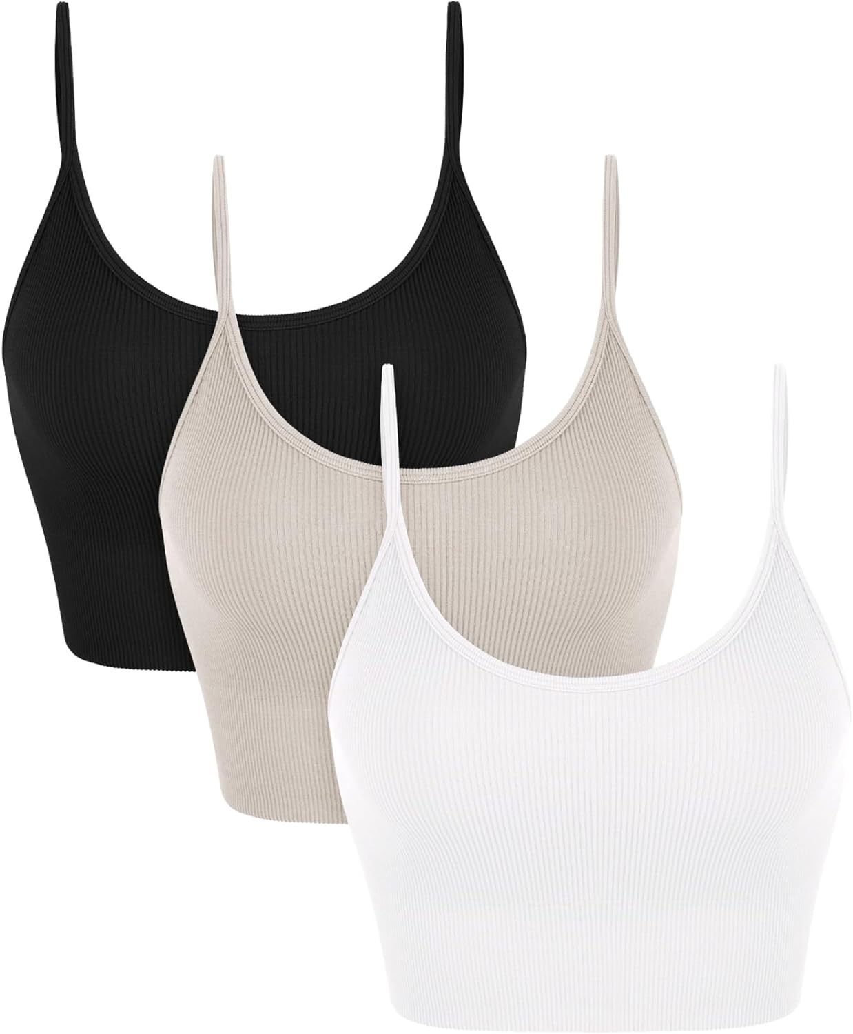 Seamless Sports Bra for Women Ribbed Camisoles Non Padding Yoga Bra Crop Tank Tops
