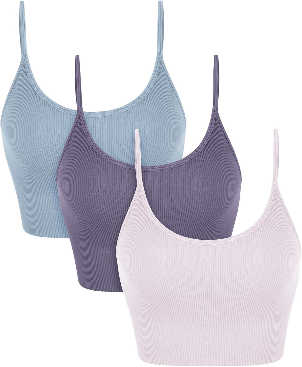 Seamless Sports Bra for Women Ribbed Camisoles Non Padding Yoga Bra Crop Tank Tops