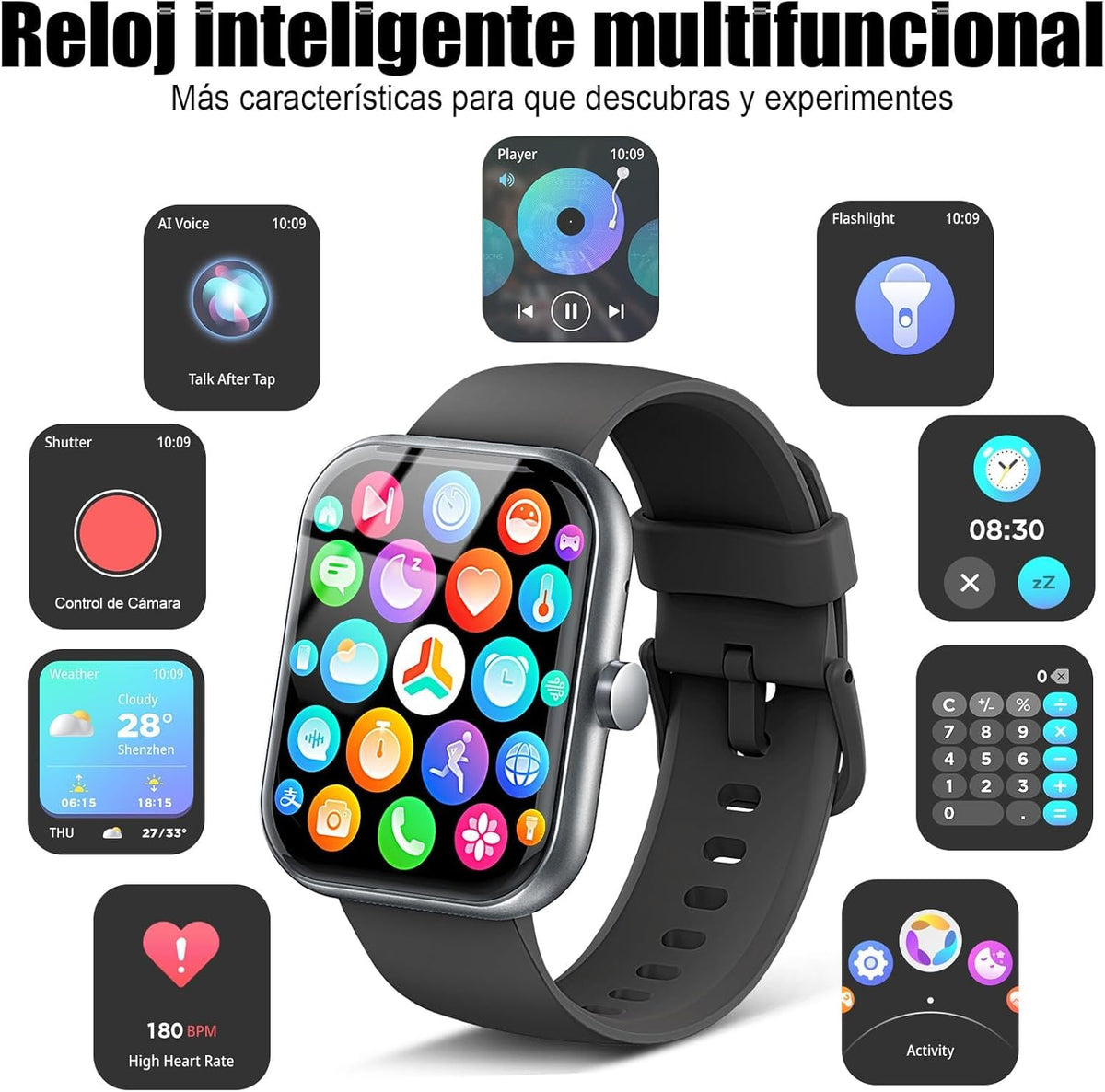 Smart Watch for Men Women (Answer/Make Call), 1.83" HD Touchscreen Fitness Tracker, 110+ Sport Modes, Fitness Watch with Heart Rate/Sleep Monitor/Step, IP68 Waterproof Smartwatch for iPhone Android
