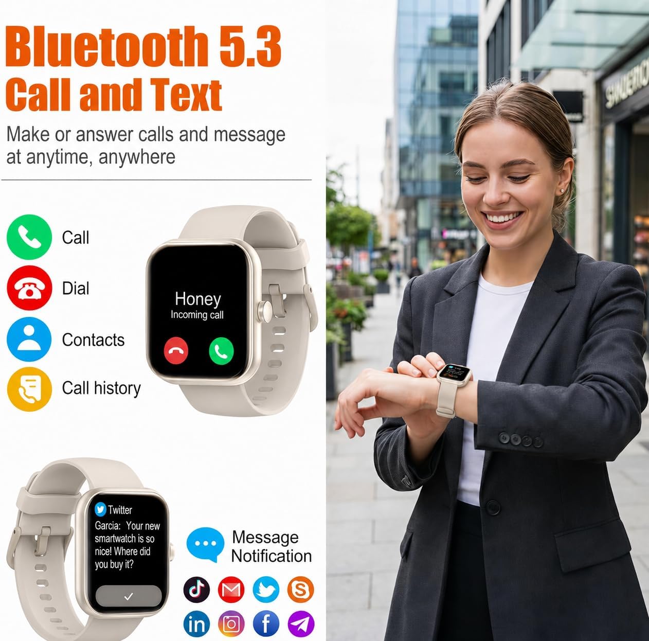 Smart Watch for Men Women (Answer/Make Call), 1.83" HD Touchscreen Fitness Tracker, 110+ Sport Modes, Fitness Watch with Heart Rate/Sleep Monitor/Step, IP68 Waterproof Smartwatch for iPhone Android