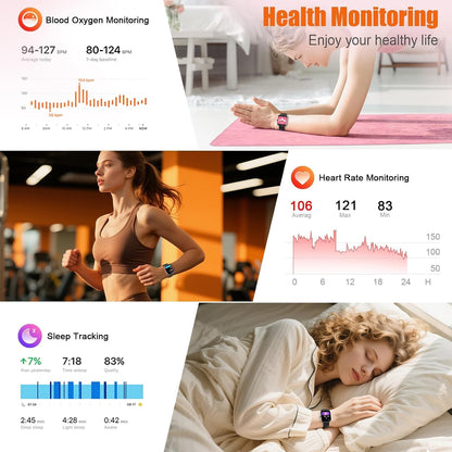 Smart Watch for Men Women (Answer/Make Call), 1.83" HD Touchscreen Fitness Tracker, 110+ Sport Modes, Fitness Watch with Heart Rate/Sleep Monitor/Step, IP68 Waterproof Smartwatch for iPhone Android