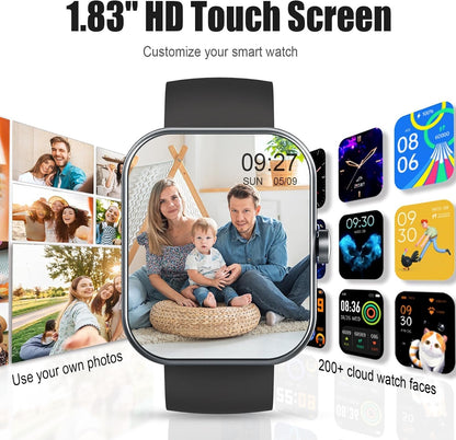 Smart Watch for Men Women (Answer/Make Call), 1.83" HD Touchscreen Fitness Tracker, 110+ Sport Modes, Fitness Watch with Heart Rate/Sleep Monitor/Step, IP68 Waterproof Smartwatch for iPhone Android