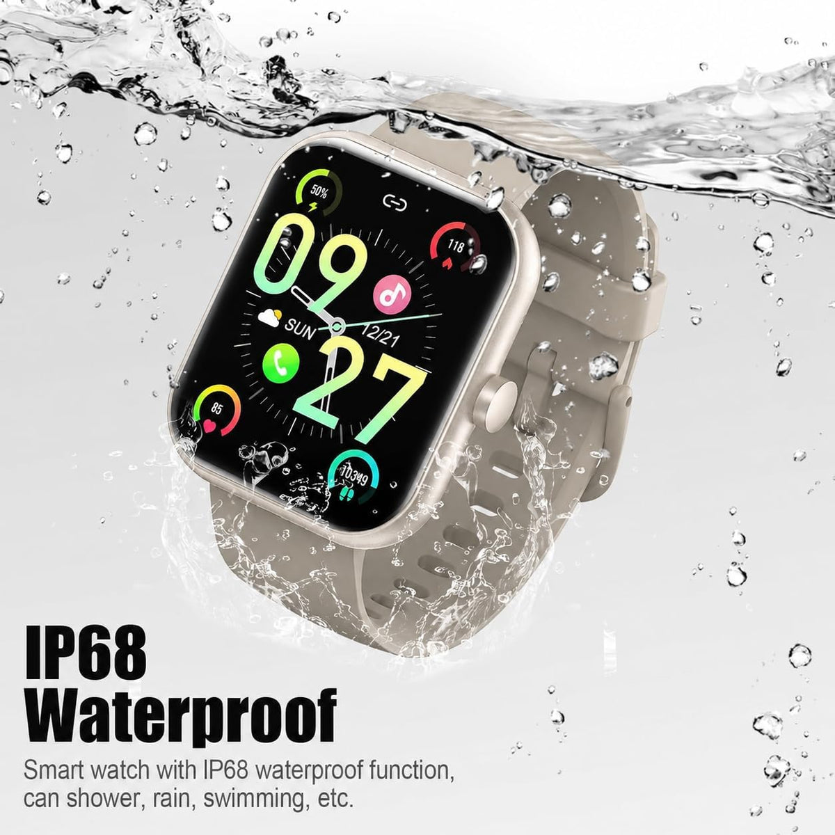 Smart Watch for Men Women (Answer/Make Call), 1.83" HD Touchscreen Fitness Tracker, 110+ Sport Modes, Fitness Watch with Heart Rate/Sleep Monitor/Step, IP68 Waterproof Smartwatch for iPhone Android