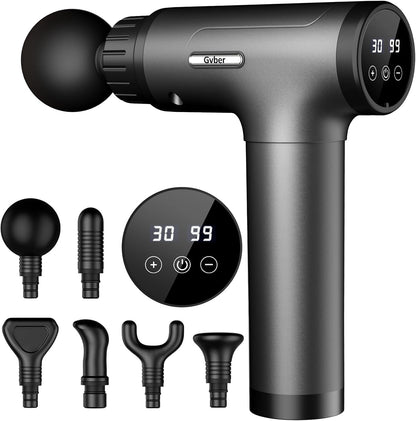 Massage Gun Deep Tissue 30 Speeds 6 Heads, Grey