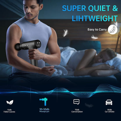 Massage Gun Deep Tissue 30 Speeds 6 Heads, Grey